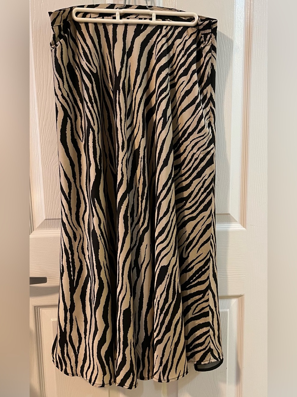 WD.NY Zebra-Print A-Line Maxi Skirt in Black and Cream